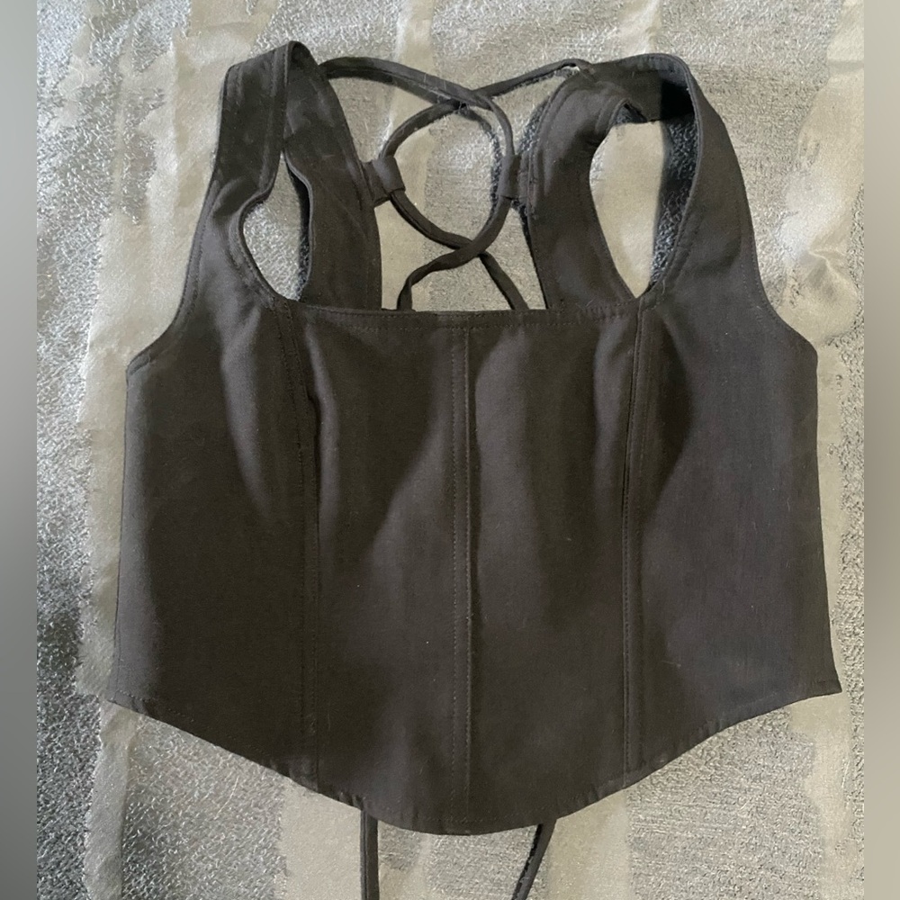 H&M Black Lace-up Corset Top